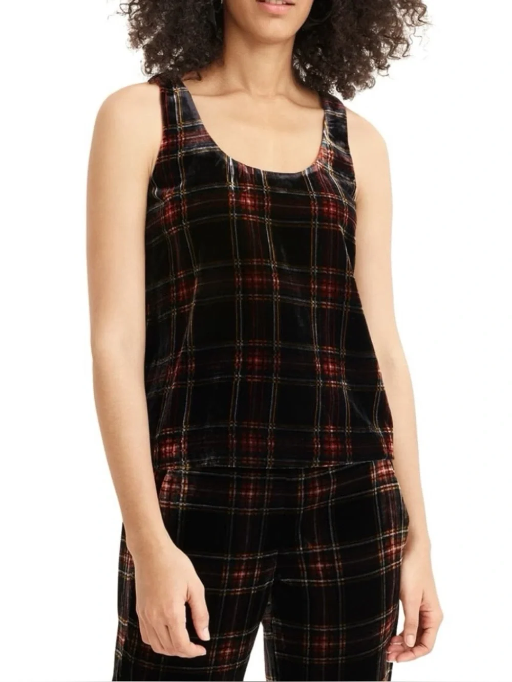 J. Crew Tartan Plaid Velvet Tank Top 6T 6 Tall